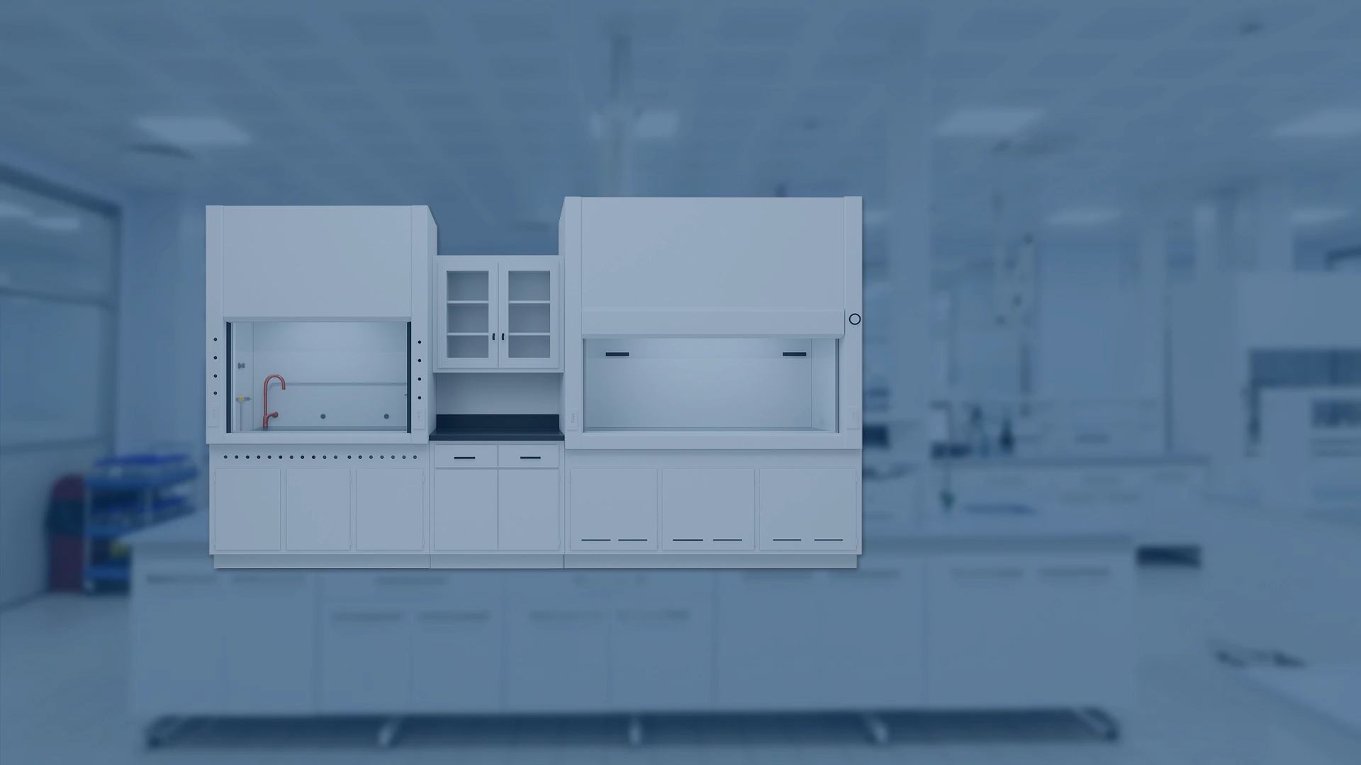 Metal-free casework, fume hoods, and scrubbers in a cleanroom laboratory